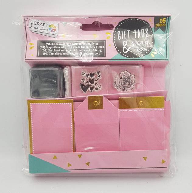 Craft Sensation Gift Tags & Stamp set Pink