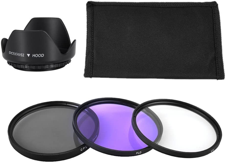 BPS 52 mm Protector UV CPL Filter FLD Filters Lens Hood for Lens  Carry bag set